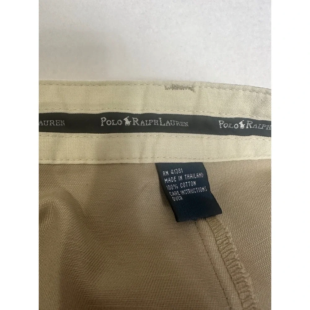 Polo Ralph Lauren Mens‎ Beige Cotton Pleated Chino Pants Trousers Size 36/29